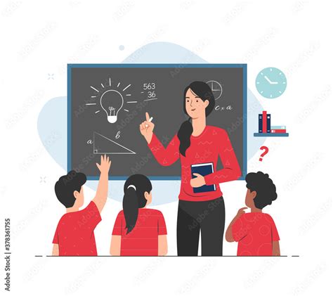 Teacher Giving Lesson To Her Students In Classroom Teaching Concept