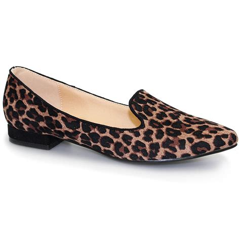 Flc655 Trenton Womens Slip On Leopard Print Smart Pumps Flats Loafer