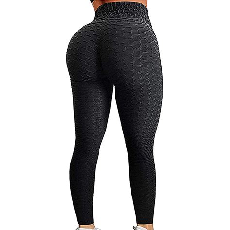 qoq womens high waist yoga pants tummy control slimming textured booty leggings workout ruched
