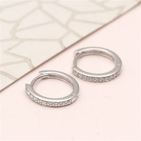 Sterling Silver And Semi Precious Crystal Huggie Hoop Earrings