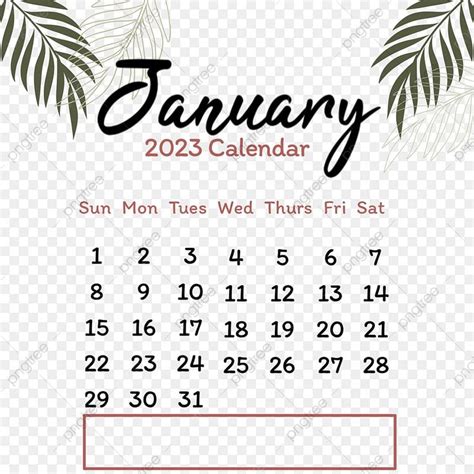 January 2023 Calendar 2023 2023 Calendar January 2023 Png