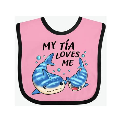 Inktastic My Tía Loves Me Whale Shark Infant Bib Unisex Pink And Black