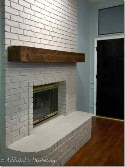 White Brick Fireplace With Rustic Wood Mantel Fireplace Ideas