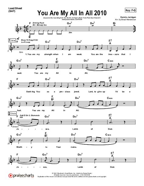 You Are My All In All Sheet Music Pdf Dennis Jernigan Praisecharts