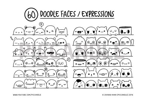 60 Cute Doodle Faces Expressions Printable Practice Sheets Etsy