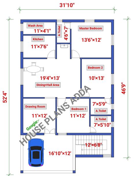 North Facing House Plan BHK With Parking In House Plans North Facing House