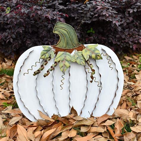 Metal Fall Pumpkin Decor Indoor Outdoor Standing Flat Pumpkin