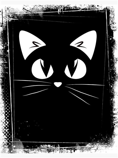 Black Cat White Eyes Miaow Poster For Sale By Tanabe Redbubble