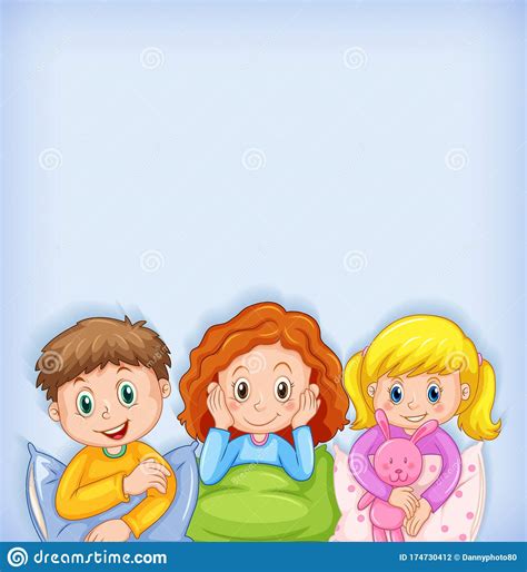 Background Template Design With Happy Children In Pajamas Stock Vector