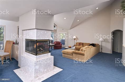 Modern Living Room With Blue Carpet Stock Photo And More Pictures Of Arch