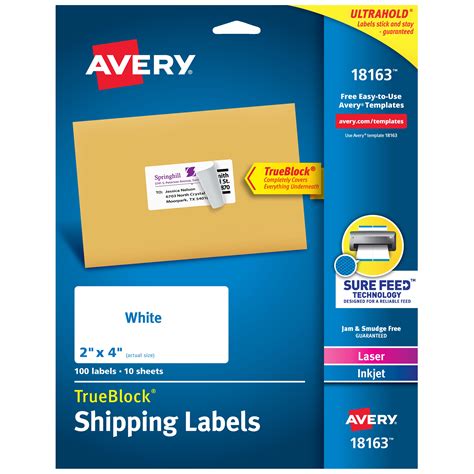 Avery Permanent Adhesive 2 X 4 100 Labels 18163