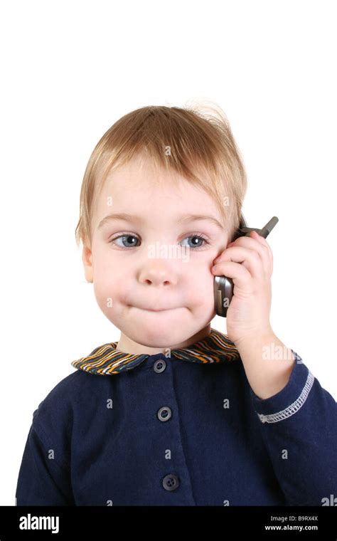 Baby With Phone Stock Photo Alamy