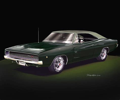 1968 Dodge Charger Art Prints Comes In 6 Different Exterior Etsy