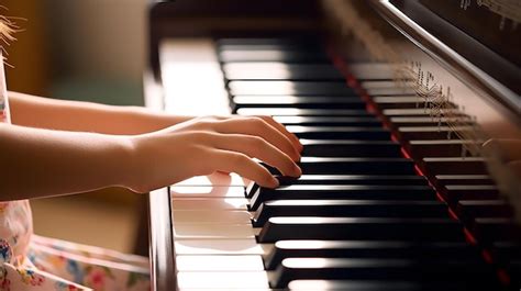 Premium Ai Image Closeup Of Kid Hand Playing Piano
