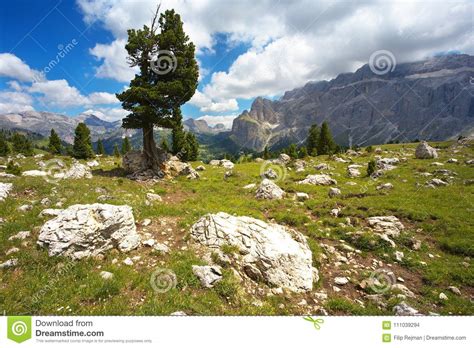 View Of A Landscape In Dolomites Italy Stock Photo