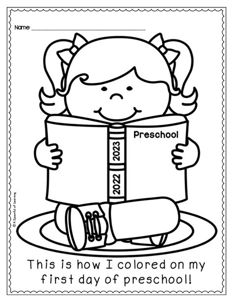 First Day Of Pre K Coloring Pages