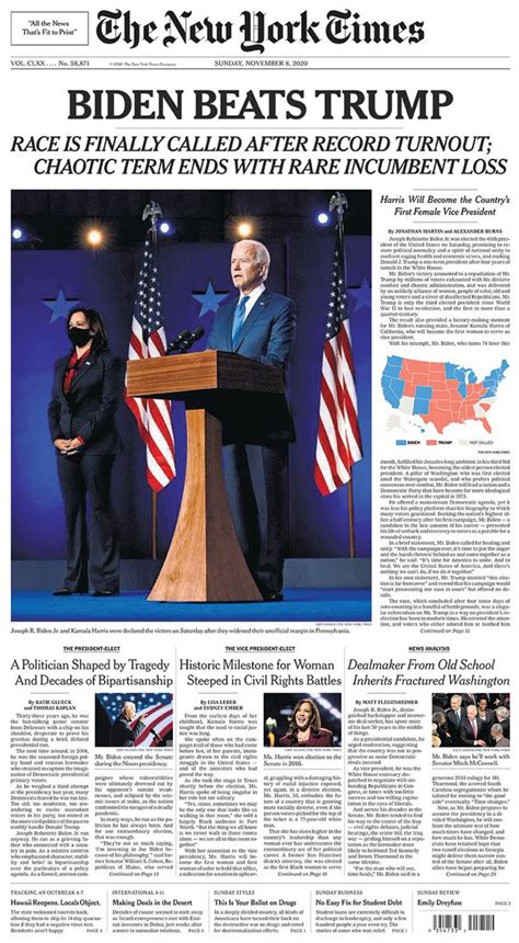 The Front Page Of The New York Times For Nov The New York