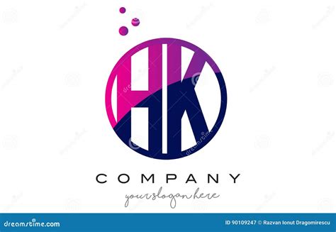 Hk H K Circle Letter Logo Design With Purple Dots Bubbles Stock Vector Illustration Of Letter