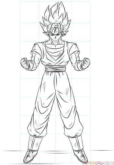 The existence of this transformation was speculated on in dragon ball gt by bulma in reference to her blutz wave generator that she hoped would be enough to allow. Comment dessiner Goku Super Saiyan | Tuto dessin etape par ...