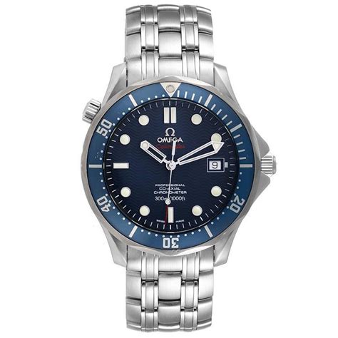 Omega Seamaster Bond 300m Co Axial Blue Dial Watch 22208000 Card At