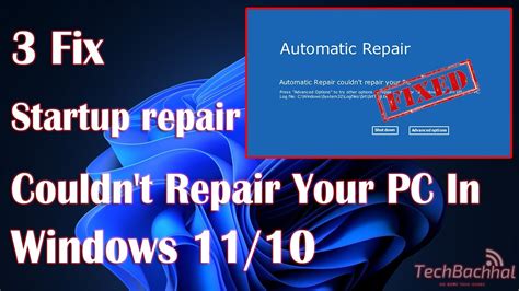 Startup Repair Couldn T Repair Your Pc In Windows 11 2024 Youtube