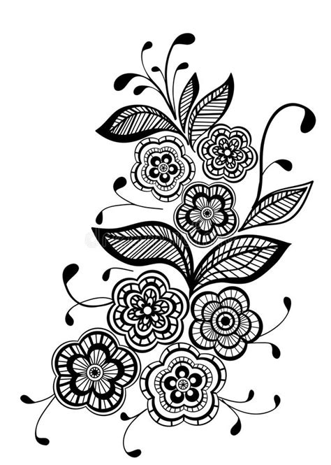 Floral design element in retro style. Black And White Floral Pattern Design Element Stock Vector ...