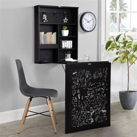Zaqw Floating Wall Mounted Table Foldable Desk With Storage Shelves