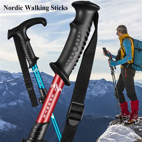 Styles Aluminum Outdoor Abs Handle Folding Trekking Poles Telescopic Stick Foldable Walking