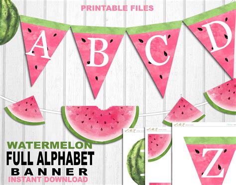 Watermelon Flag Full Alphabet Banner One In A Melon Banner Etsy