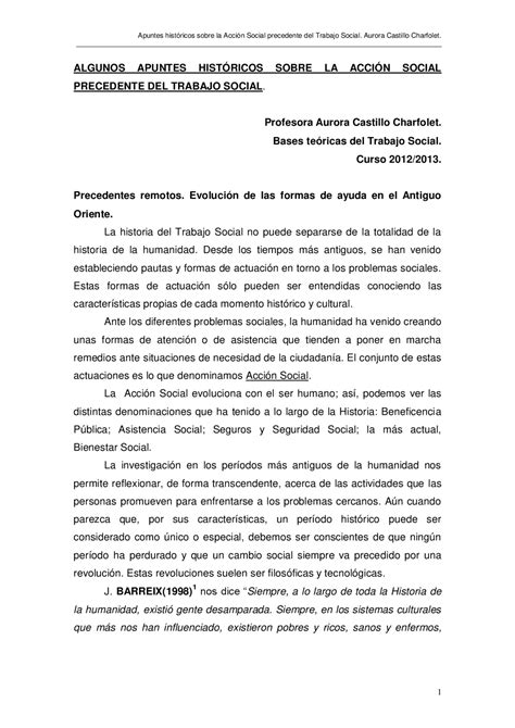 Algunos Apuntes HistÓricos Sobre La AcciÓn Social Apuntes De Trabajo