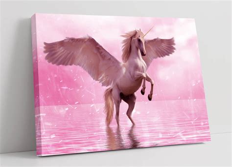 Pink Unicorn Canvas Wall Art Print Artwork 30mm Deep Framed Etsy