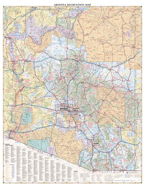 Arizona Recreation Wall Map Benchmark Maps