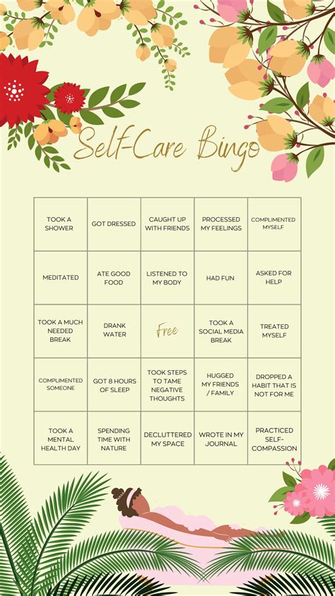 Self Care Bingo Printable Etsy