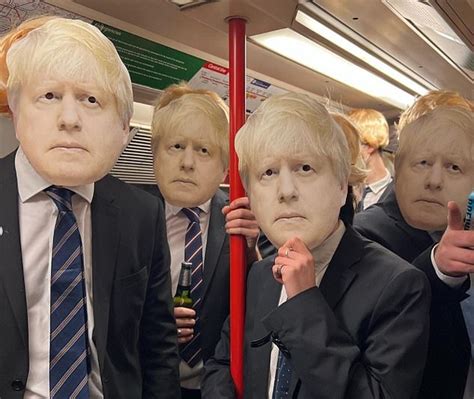 100 People In Boris Johnson Face Masks And Suits Dance Outside Number 10 In Downing Street