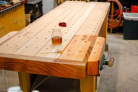 Applying Finish To The Workbench Top The Bench Blog