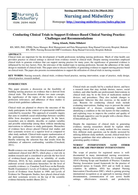 Pdf Conducting Clinical Trials To Support Evidence Based Clinical Nursing Practice Challenges