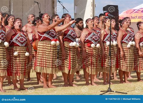 New Zealand Maori Women Of A Kapa Haka Or Traditional Dance Group