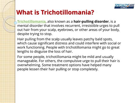 Ppt Trichotillomania Symptoms Causes And Treatment Powerpoint Presentation Id 11200267