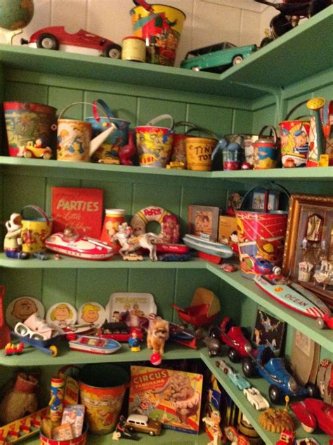 Collection Of Vintage And Antique Toy Display Vintage Collectibles At