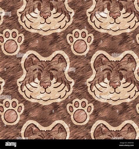 Cute Safari Wild Tiger Animal Pattern For Babies Room Decor Seamless