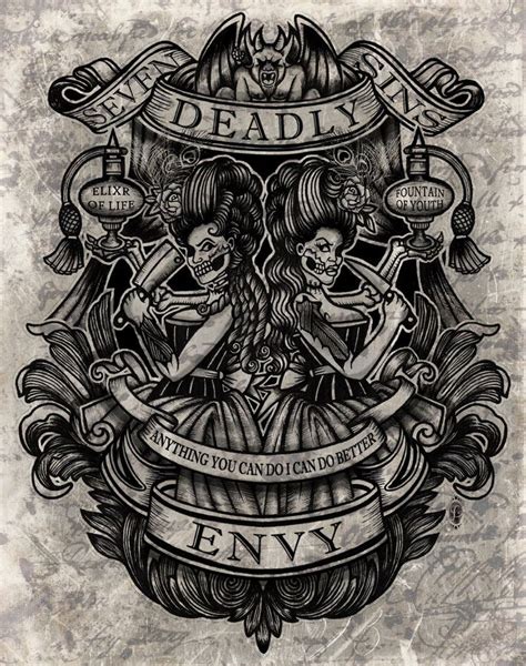 Se7en Deadly Sins Art Print Set 7 Deadly Sins Tattoo Seven Deadly