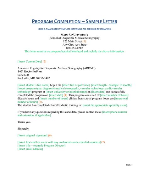 Letter Of Completion Sample Pdf Template