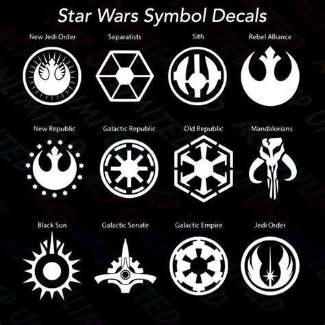 Insignias And Faction Symbol Decals Galactic Republic First Etsy Star Wars Symbols Star Wars