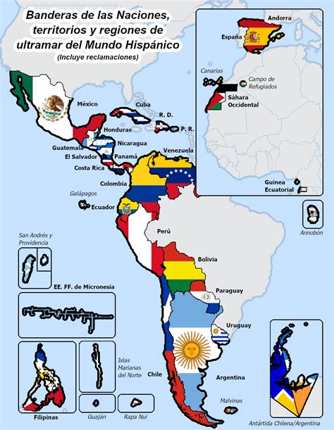 Flags Of The Nations Territories And Overseas Regions Of The Hispanic