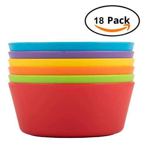 Plastic Bowls For Kids18 Pieceround Bowls Multicolormicrowave Safe