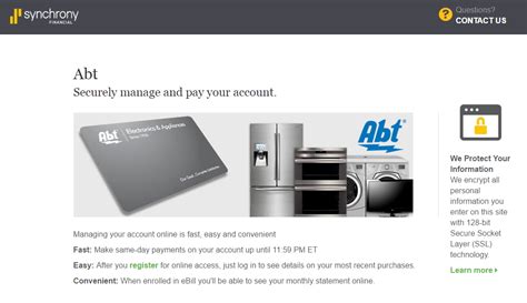 Abt credit card has a fixed purchase apr that ranges from 0% up to 29.99%. Abt Electronics Credit Card Payment - Synchrony Online Banking