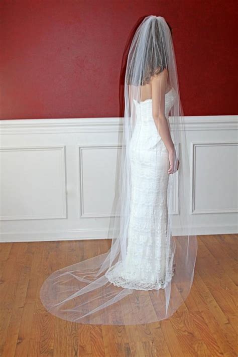 Long Bridal Veil Chapel Length Wedding Veil Long Veil Tulle Inch White Ivory Shimmer Veils