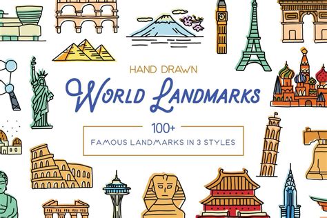 Hand Drawn World Landmarks Linseed Studio Premium And Free Graphic