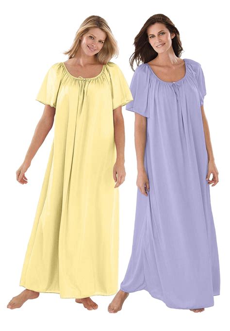 Long Tricot Knit 2 Pack Nightgown By Only NecessitiesÂ® Nightgowns For Women Night Gown Plus