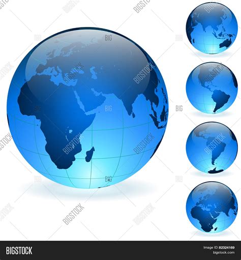 Blue Earth Globes Vector And Photo Free Trial Bigstock